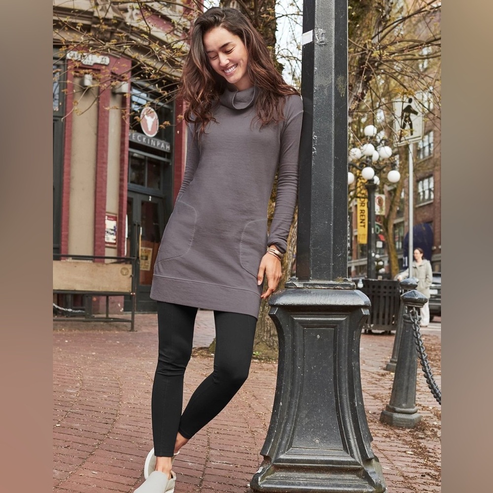 Athleta Eco Wash Turtleneck Sweatshirt Dress Large